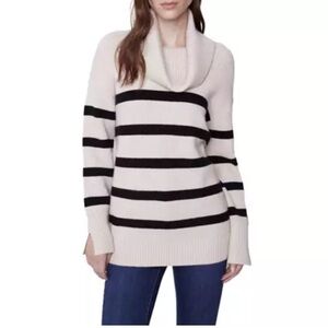 Charlie B women’s stripe cowl neck pullover sweater size large .